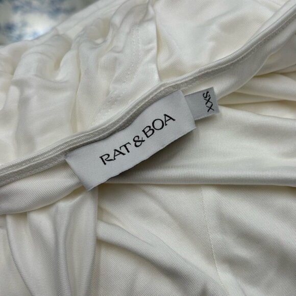 🆕 RAT & BOA 🧿 NWOT Winona White Slinky Cowl Neck Jersey Gown, Sz XXS - Picture 13 of 15